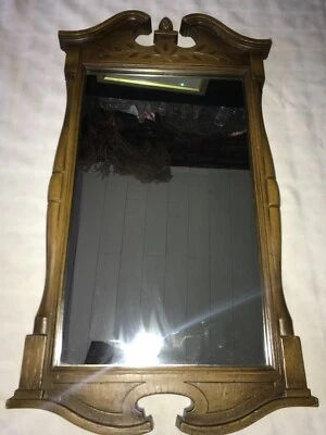 1966 ETHAN ALLEN Baumritter 07-4003 Portsmouth WALL MIRROR Faux Wood 27½" x 15" - Image 1 of 4