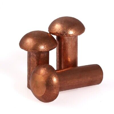 Brass Copper - Round Head Solid Rivets - M4 M5 X5/6/8/10/12/16/18/20/25/30/40mm • 1.19£