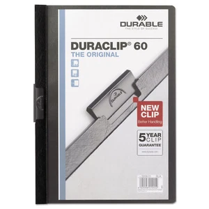 Durable Vinyl DuraClip Report Cover w/Clip Letter Holds 60 Pages Clear/Black - Picture 1 of 7