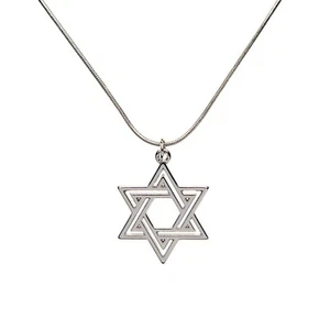 925 Silver Plated Israel Judaica Star Magen David 1" Pendant 18"-20" Snake Chain - Picture 1 of 1
