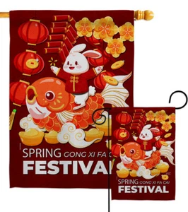 Conejo Festival de Primavera Jardín Bandera Año Nuevo Lunar Decorativo Casa de Regalo Estandarte - Imagen 1 de 19