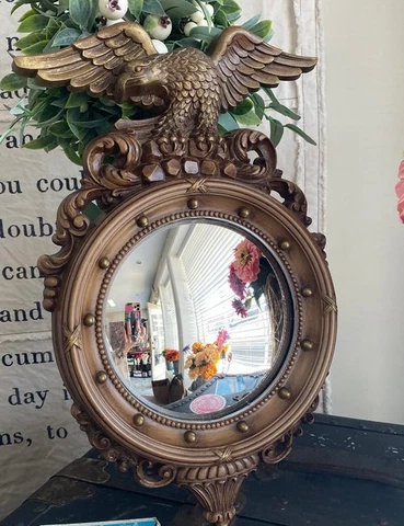 Vintage Antique Gold Federal Syroco 16" American Eagle Convex Bubble Mirror 4410 Cover