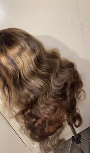 Brown and Blonde Highlighted Body wave Wig 26 inch 180% density human hair - Picture 1 of 6
