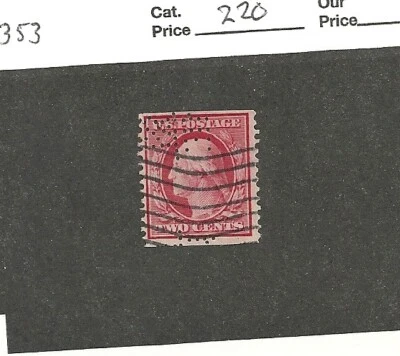 US Scott # 353, two cents red, Vertical coil, scv $220 - Image 1 of 2