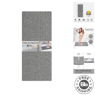 Ultra Soft Non-Slip Bath Mat - 16x39 in Grey, Perfect for Safety & Comfort - Image 1 of 4