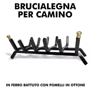 Brucialegna Rettangolare PESANTE bracere camino caminetto ferro battuto 6 barre - Foto 1 di 5