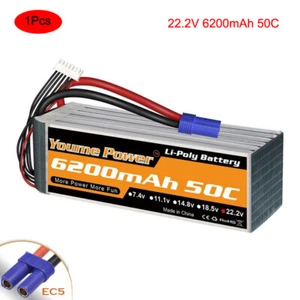 22.2V 6S 6200mAh 50C LiPo Battery EC5 For RC Helicopter Airplane Quad Boat Truck - Picture 1 of 6