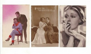 3 x SMOKING  Pleasures VINTAGE real photo postcards early 1900s - Bild 1 von 2