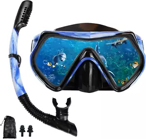 Set Maschera Snorkeling per Adulti e Giovani, Maschera Subacquea e Snorkeling Secco Completo - Foto 1 di 12
