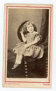 PHOTO CDV 1860 Fotografia Artistica Caracas Venezuela, une fille en robe assise - Picture 1 of 2