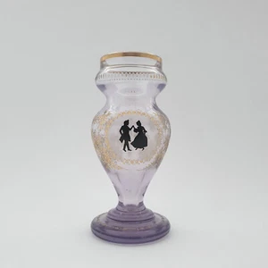 Hyazinthenvase mit Rokoko Szene / Silhouette, 19.Jh. - Picture 1 of 7