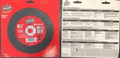 Rueda de corte abrasiva Vermont American 28026 6-1/2" para eje de metal de 5/8" 2 piezas Foto 1 de 2