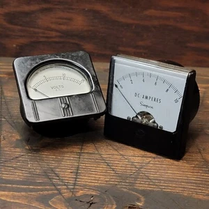 Two VTG Meters | Simpson - DC Amperes / Weston - Volts | Steam-Punk | Not Tested - Picture 1 of 15