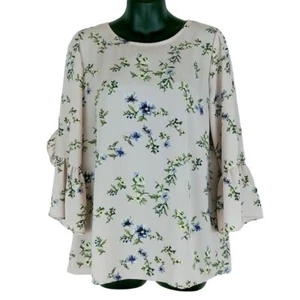 Anthropologie Pleione Bluse Damen XS Blush Rosa Blumen Romantisch Rüschen Girly - Bild 1 von 6