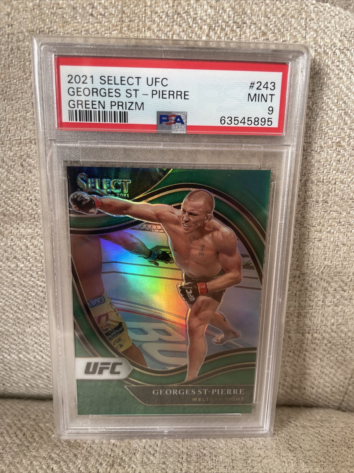 2021 Panini Select Georges St-Pierre Green Prizm Octagonside 3/5 Psa 9 UFC MMA
