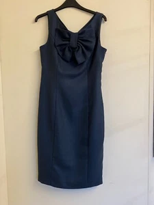 Next Navy Blue Sleeveless Dress Bow Front Fully Lined - Size 10 - Great! - Picture 1 of 5