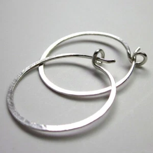 Silver Hoops Earrings For Women Circle Dangling Earrings Hammered Hoop Earrings - Picture 1 of 2