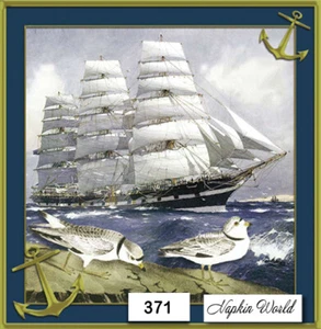 (371) DOS servilletas individuales de papel para almuerzo decoupage - ENVÍO WINDJAMMER VELA MAR - Imagen 1 de 3