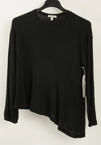 New Chelsea28 Asymmetrical Ruffle Sz Medium Black Lightweight Sweater Blouse Top - Picture 1 of 7