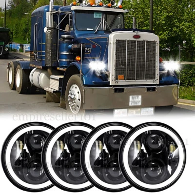 4PCS 5 3/4" 5.75 round Projector LED Headlights Sealed Beam Halo Ring Lamp Bulbs - Image 1 of 4