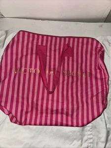 Vintage Victoria Secret Iconic Stripe pink weekender duffel bag travel tote - Picture 1 of 7
