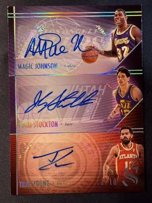 2024 Silhouette Triple Auto Magic, Stockton, Trae Young #10/10 Lakrs, Jzz, Hawks - Image 1 of 4
