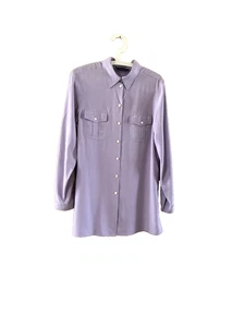 Windsmoor 100% Silk Blouse/shirt Size10 Lilac long sleeve 2 chest pockets slits - Picture 1 of 5