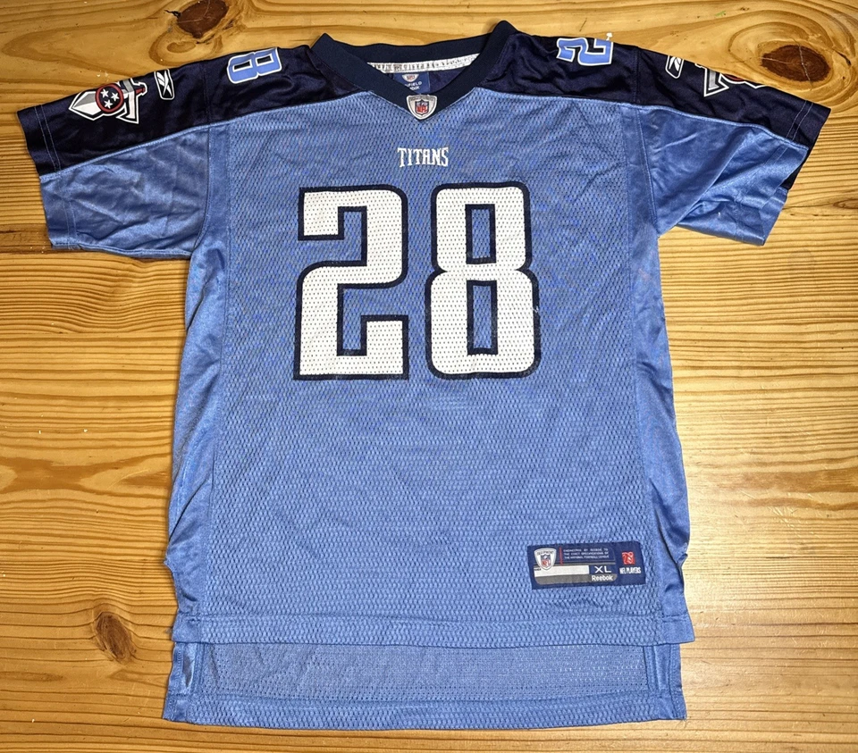 Camiseta de fútbol americano Chris Johnson Tennessee Titans Reebok On Field YOUTH XL NFL Foto 1 de 4
