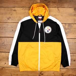 Vintage Mitchell & Ness Windbreaker Jacket XL NFL Pittsburgh Steelers Yellow - Picture 1 of 7