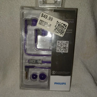 Philips SHE5105PP/28 CitiScape Underground Headphones w/ Mic Purple New (BX3) - Image 1 of 4