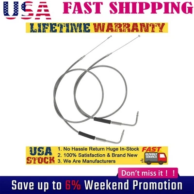 Juego de cables de acelerador y ralentí para Harley Davidson EE. UU. Acero inoxidable ACTUALIZACIÓN EE. UU. Foto 1 de 4