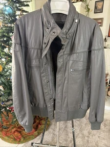 Vintage 80er Hill and Archer graue Leder Bomberjacke Gr. 42 - Bild 1 von 9