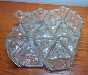 Lot of 17 TRIANGLE Glass Bottles Bud Vases 3.5" Tall Wedding Decor Craft DIY - Picture 1 of 4