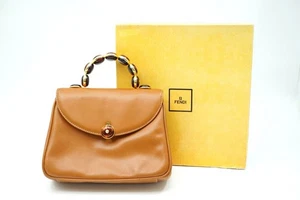 Fendi Vintage Oberteil Griff Tasche Farbig Steine Gold Hardware Braunes Leder - Bild 1 von 11