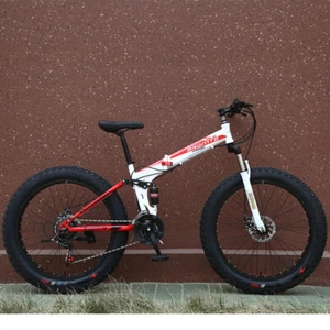 Fatbike Faltbike Mountainbike  26 Zoll 24 Gang "BNQ" Scheibenbremse Weis Rot - Bild 1 von 2