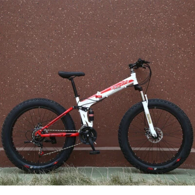 Fatbike Faltbike Mountainbike  26 Zoll 24 Gang "BNQ" Scheibenbremse Weis Rot - Bild 1 von 2
