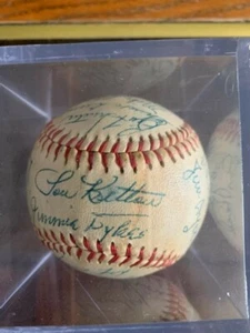 BALTIMORE ORIOLES 1954 {1ST YEAR} TEAM-SIGNED BASEBALL--28 BLUE INK SIGNATURES - Picture 1 of 6