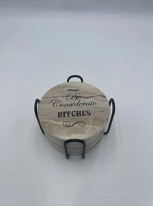 Coasters for Drinks with Holder - Stone Drink Coasters Set 8 Pc - Picture 1 of 7