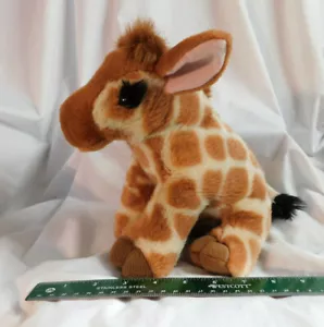 Peluche giraffa bambino 9" K&M marrone e panna seduto 2005 carino e morbido - Foto 1 di 7