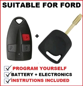 Suitable for Ford Falcon UTE AU 2 & 3 Transponder Car Key Blank + Remote Fob - Picture 1 of 5