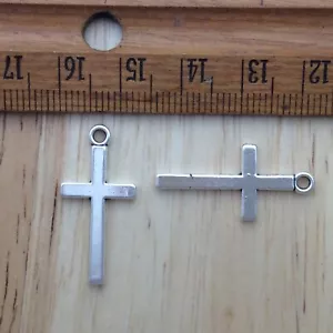 10pcs Double Sided Cross Charms, DIY, 13x27mm Tibetan Silver Pendants - Picture 1 of 3