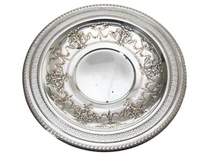 Vintage Large Silver Plate Tray - 12" Round Incised and Embossed - Picture 1 of 4