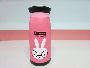 Stainless Steel Vacuum Insulated Thermal Bottle Coffee/Tea Pink Rabbit 350ml - Picture 1 of 7