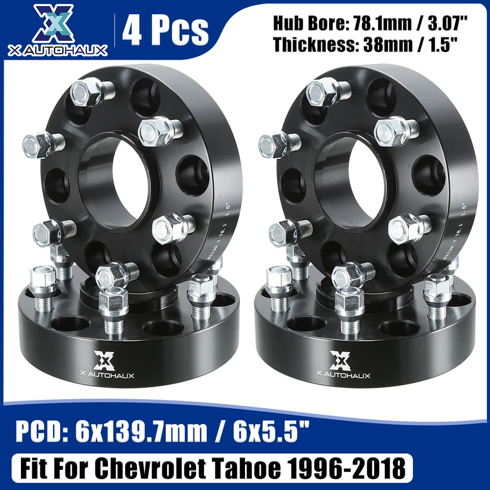 4 adaptadores espaciadores de rueda automáticos de auto de 6x5,5" negros para Chevrolet Tahoe 1996-2018 Foto 1 de 4