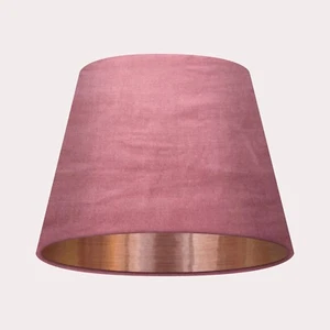 Lampshade Tapered Dusky Pink Velvet Brushed Copper Empire Light Shade - Picture 1 of 5