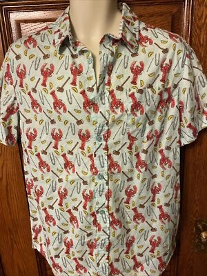 RETROFIT Lobster Bake, Button Down Short Sleeve 100% Cotton SHIRT, Men's M - Image 1 of 4