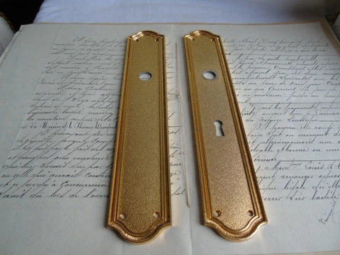 French brass door push plate  vintage solid to any projects marked Cover