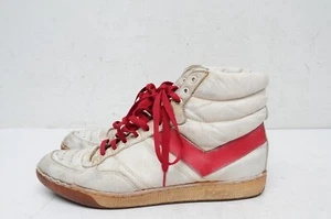 Vintage 1983 Pony Basketball LeatherWhite Shoes Size US 11 Men's - Picture 1 of 11