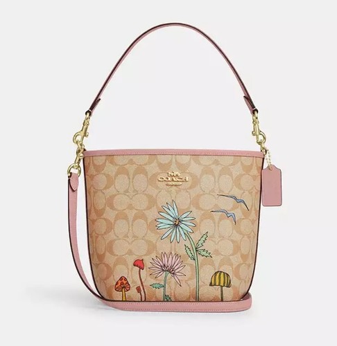 Borsa Coach X Observata da Us City a secchiello firmata tela CU394 kaki nuova con etichetta imballata