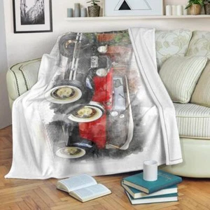 Oldtimer Car Blanket Throw Fleece Cozy Couch Sofa Plush Adult Kid Bedding Gift - Picture 1 of 5